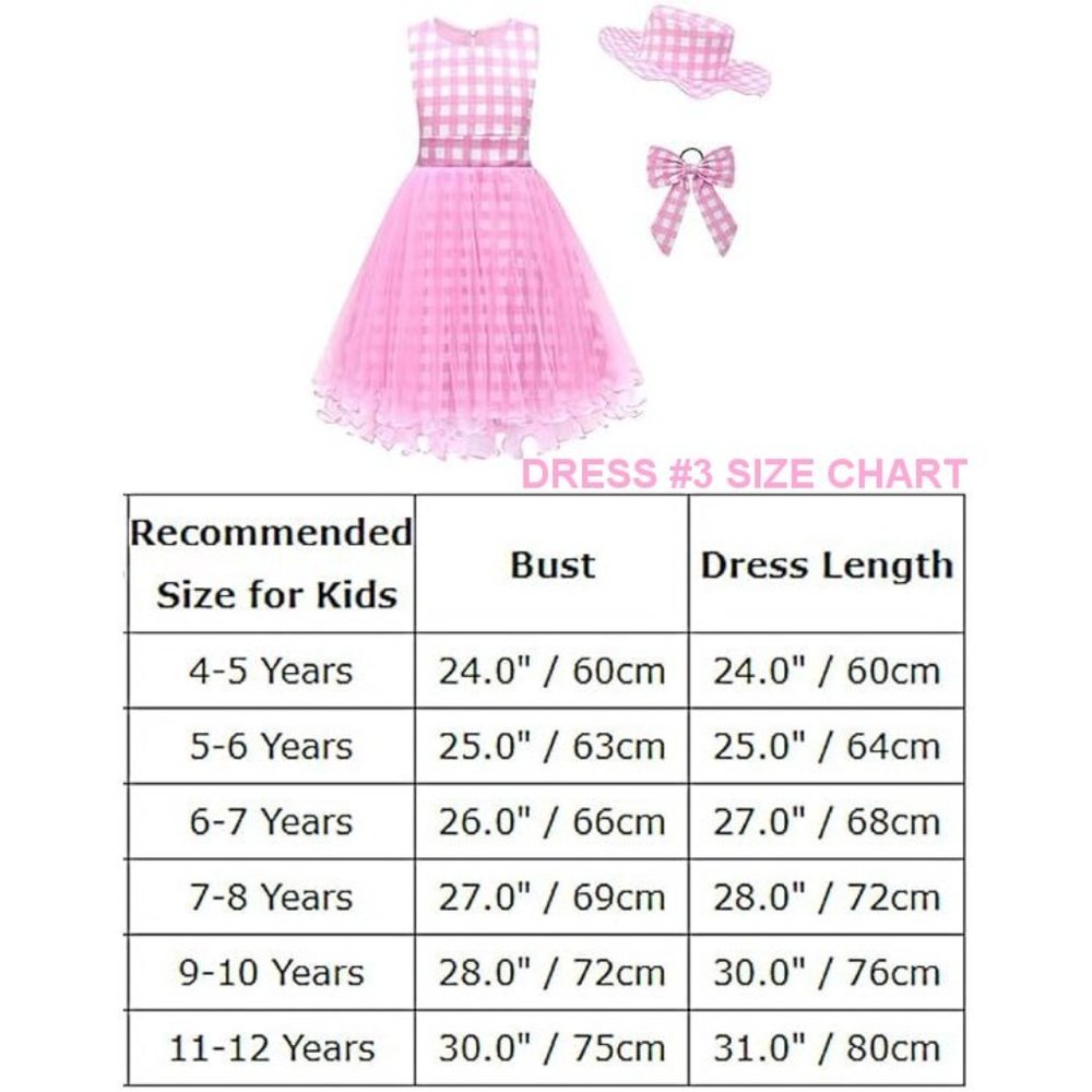 NWT Adorable Barbie Costume Movie Pink Gingham Plaid Girls Dresses +Gift - Picture 3 of 16